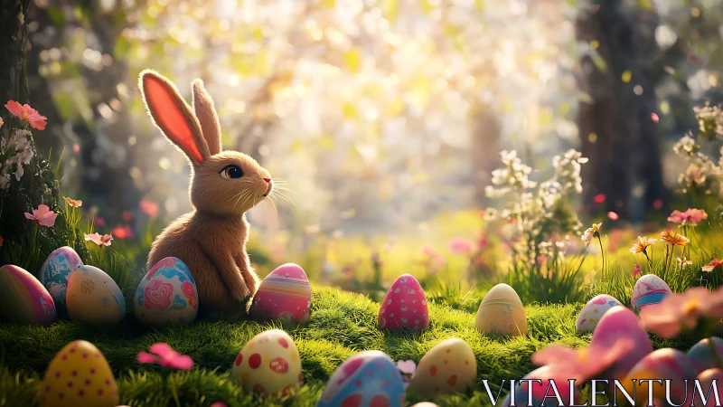 Soft-eared daydreamer crowns a meadow with painted eggs