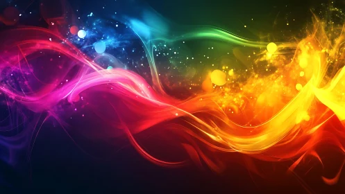 Vibrant flowing light waves in layered rainbow spectrum.