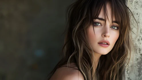 Photorealistic close-up portrait with soft side lighting focus.