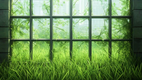 Soft city morning where wild green quietly takes over.