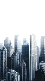 Minimalist high-key skyline with vertical architectural emphasis.