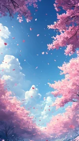 Skyward shower of cherry blossoms in a drifting spring dream.