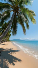 Tropical Beach Paradise with Palm Trees and Clear Turquoise Waters.