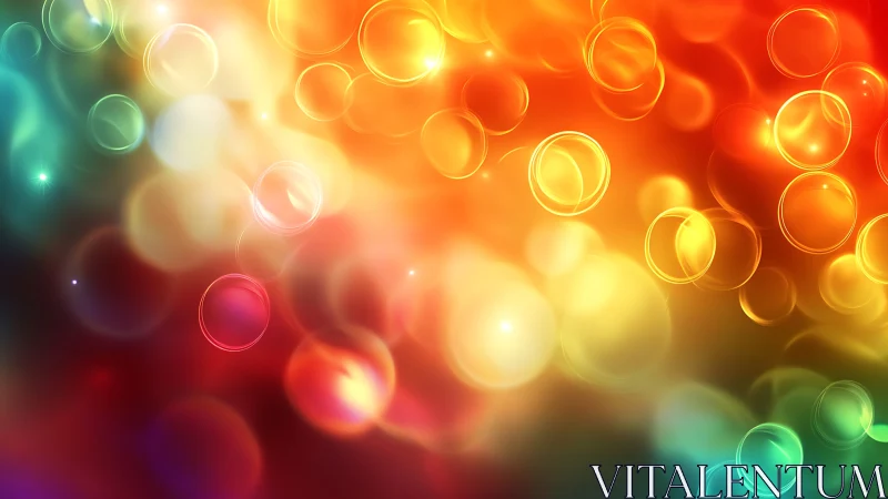 Colorful bokeh circles on bright abstract gradient background.