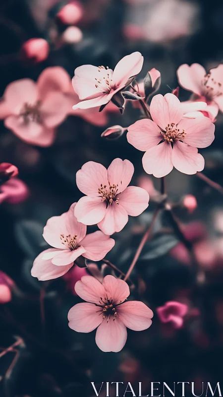 Soft Pink Blossoms: Delicate Floral Composition in Shallow Depth.