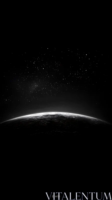 Photorealistic space horizon with minimal celestial composition.