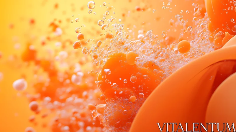 Abstract orange bubbles in liquid with dynamic, vibrant composition.