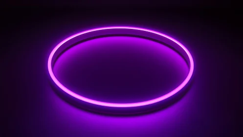 Neon magenta light ring glows softly in a dark void