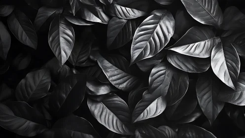 Moody monochrome leaves create a calm, gently layered scene