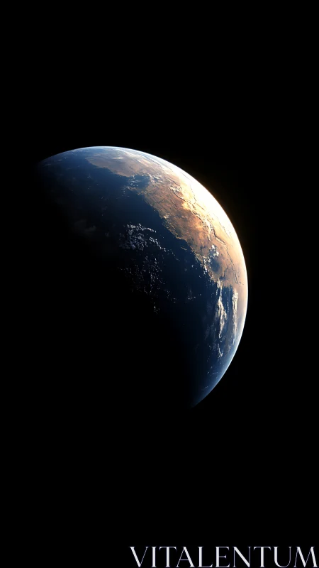 Earth’s sunrise limb glows softly against deep space