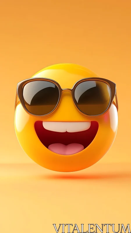 Cool yellow emoji with sunglasses on warm orange background.