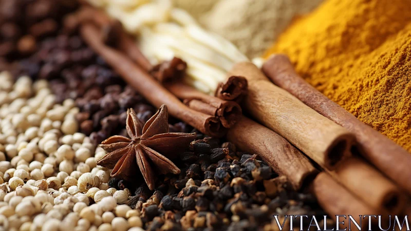 Macro study of dried culinary spices with shallow depth precision.