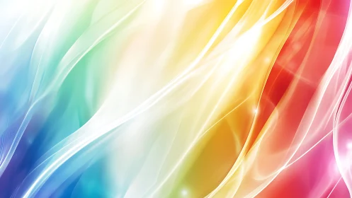 Prismatic silk currents drift through luminous rainbow light.