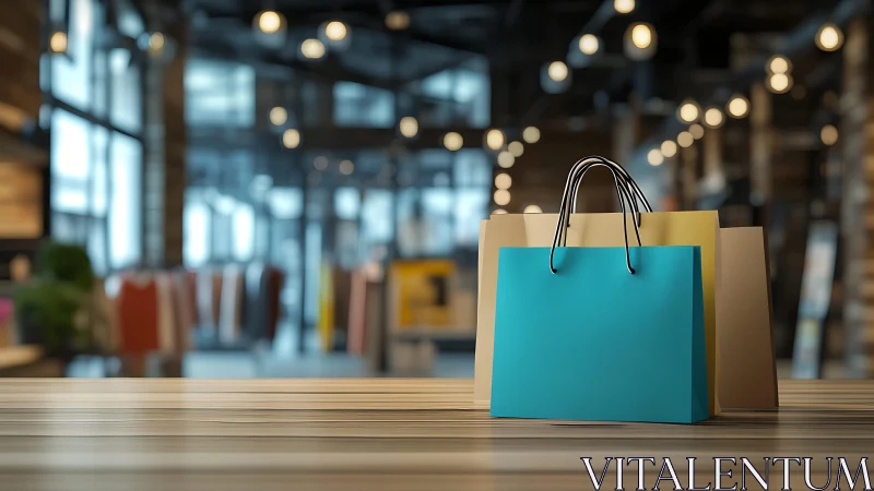 Shopping bags bask under boutique lights, quietly celebrating.