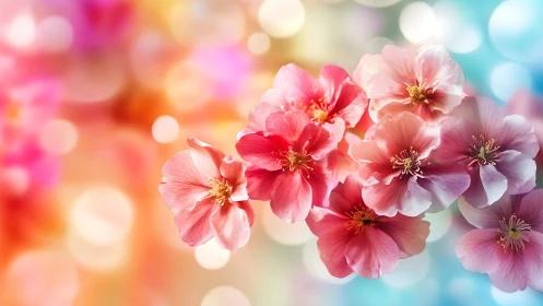 Vibrant Pink Peonies Blooming Against Soft Bokeh Light