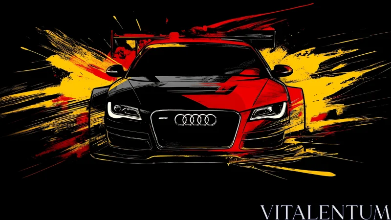 Turbocharged Audi blaze streaking through painted midnight.