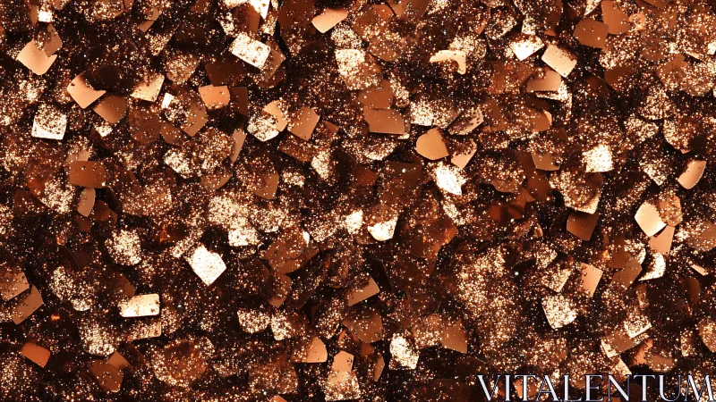 Copper glitter macro view shows dense reflective particle field