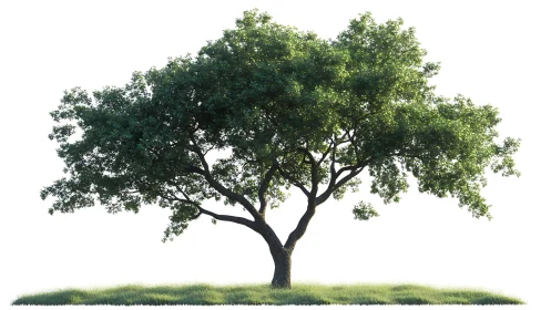 Solitary deciduous tree rendered on isolated white ground.