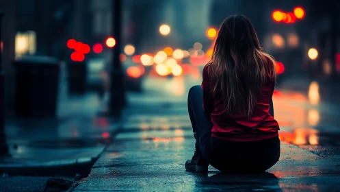 Quiet city pause welcomes soft lights and rainy reflections