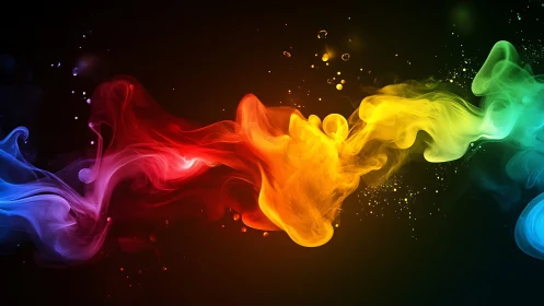 Colorful smoke waves blend into a luminous abstract spectrum.