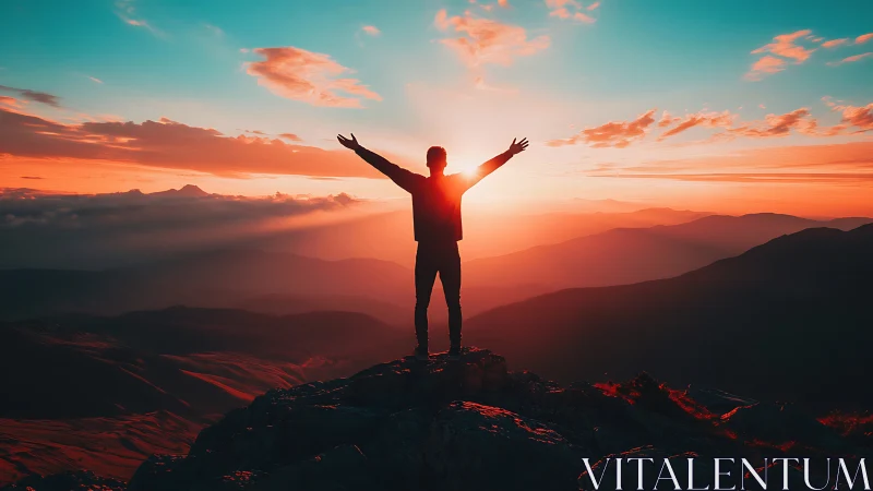 Sunrise embrace over glowing mountains invites new hope