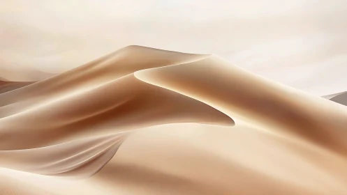 Smooth desert sand dunes under soft hazy daylight sky.