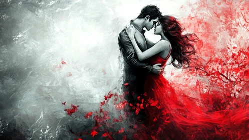 Romantic Kiss Splashed Red Dress.