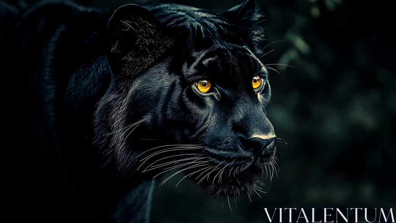 Stunning Black Panther Gazes with Glowing Golden Eyes