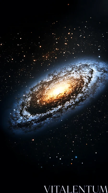 Spiral starlight pirouettes around a blazing galactic hearth