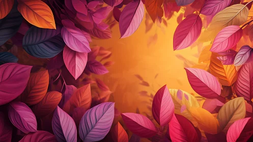 Chromatic foliage ring framing luminous autumnal void.