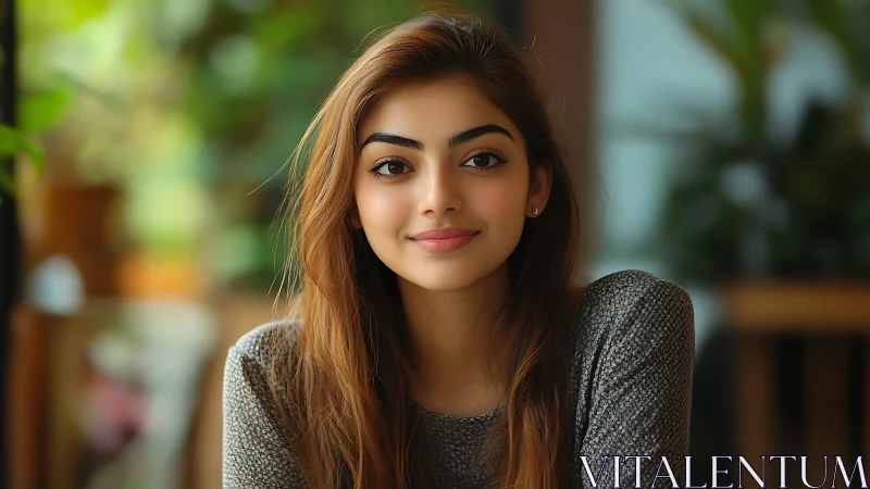 Shallow‑depth portrait with soft bokeh and natural window lighting