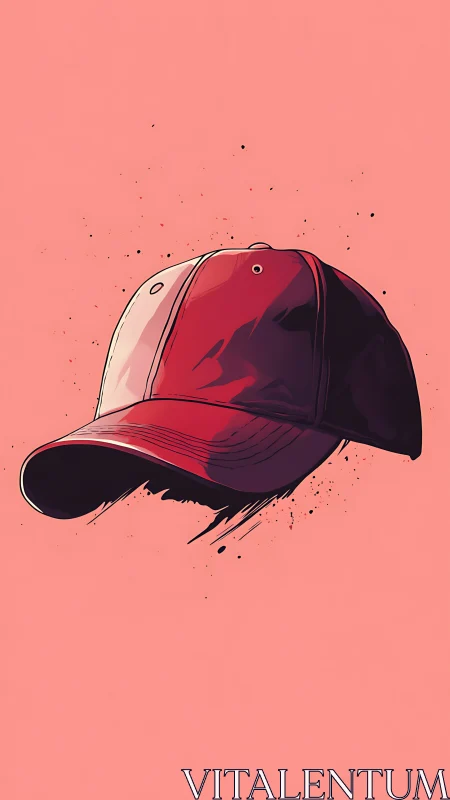 Isolated red baseball cap rendered on flat pink ground