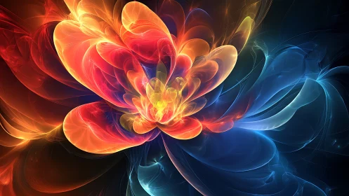 Vibrant abstract flower of glowing multicolor light petals