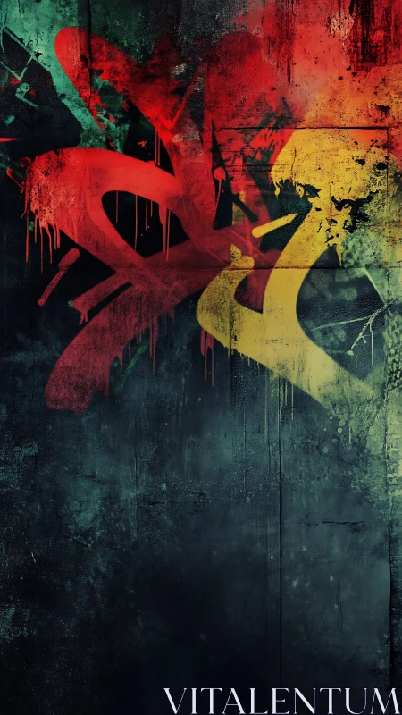 Urban graffiti burst with red yellow strokes on concrete