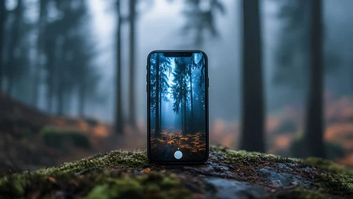 Smartphone Window Captures Forest's Mystical Depths Within