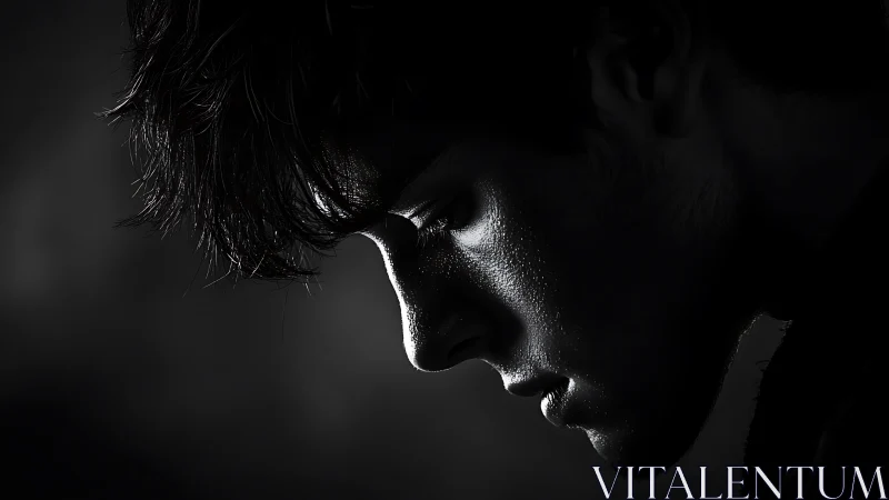 Quiet shadowed profile catching a soft silver light glow.