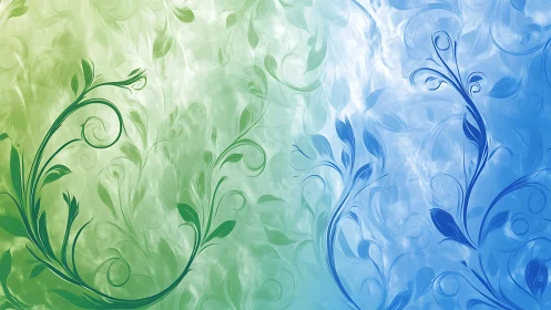 Dual-toned abstract foliage curls merge in soft gradient field