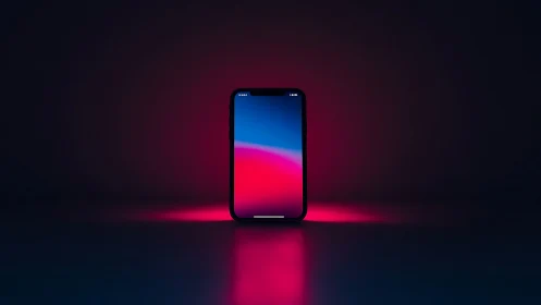 Minimalist smartphone product render with neon rim lighting.