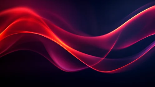 Glowing crimson light waves drift gently across deep space