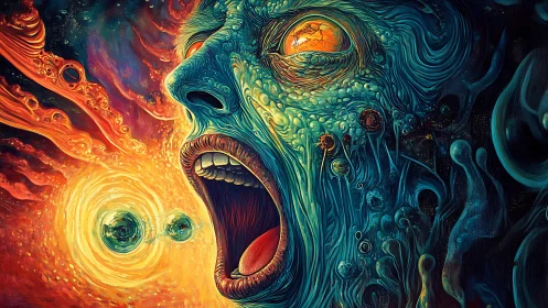 Cosmic scream of color and emotion in swirling starlight.