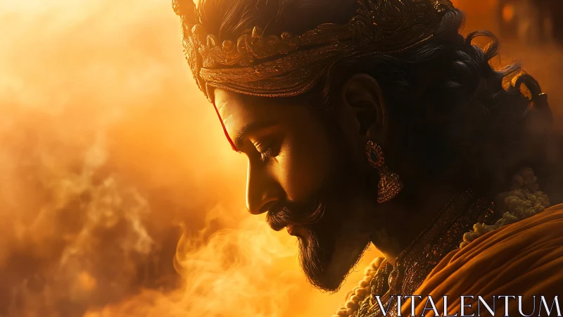 Sunlit crown cradles a warrior’s quiet, firelit prayer