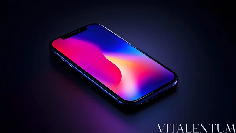 Modern smartphone with vibrant neon display on dark background. Modern smartphone with vibrant neon display on dark background.