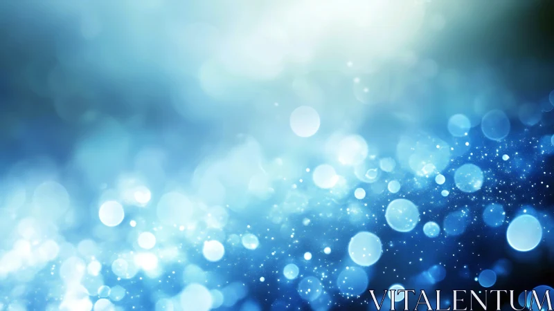 Luminous blue bokeh lights drift softly in a tranquil glow