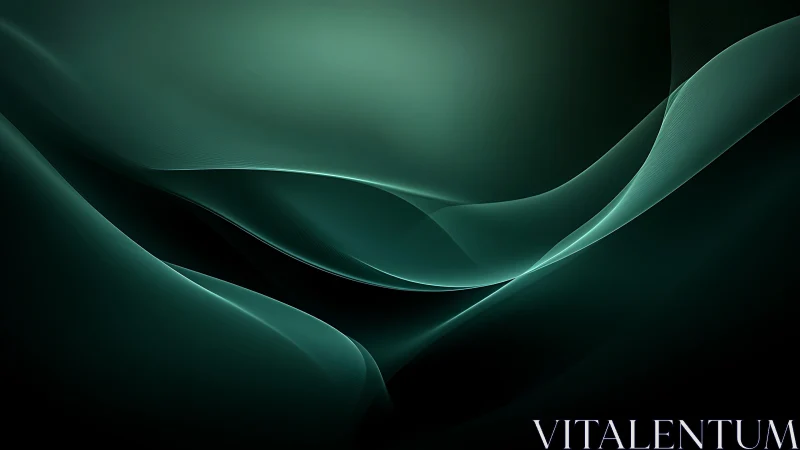 Emerald light waves flow across a dark abstract horizon.