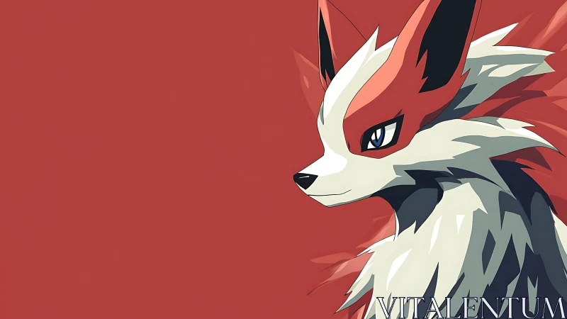 Crimson sky fox with cool gaze and windswept fur profile.