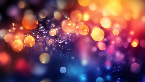 Liquid galaxies swirl as neon bokeh orbits softly collide