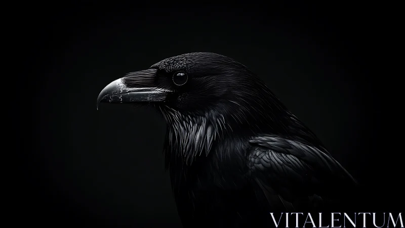 Midnight raven holds still while darkness polishes its crown