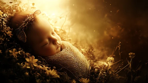 Ethereal Repose in Golden Light: Photorealistic Portraiture.