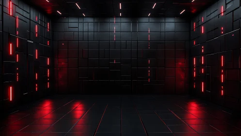 Neon red data vault glows inside a dark sci fi chamber.
