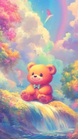 Rainbow brook teddy daydream under sherbet skies.